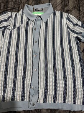 Paul Jones Blue & White Striped Short-Sleeve Button-Down Shirt